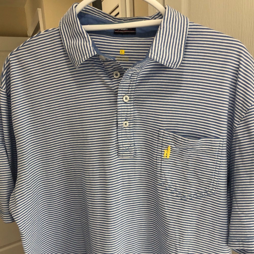 johnnie -O Blue Striped Original 4 Button Polo